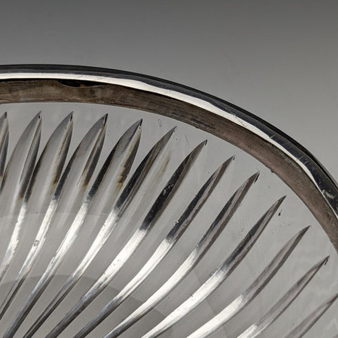 1909 British Antique Pure Silver Decorated Large Cut Glass Bowl 1265g Henry Manton